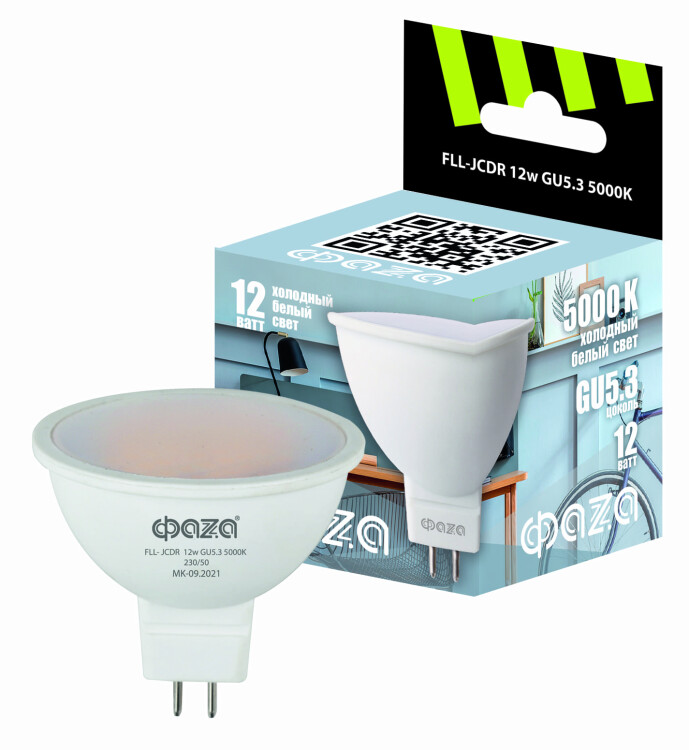 Лампа светодиодная FLL- JCDR 12w GU5.3 5000K 175/50 ФАZA | .5038714 | Jazzway