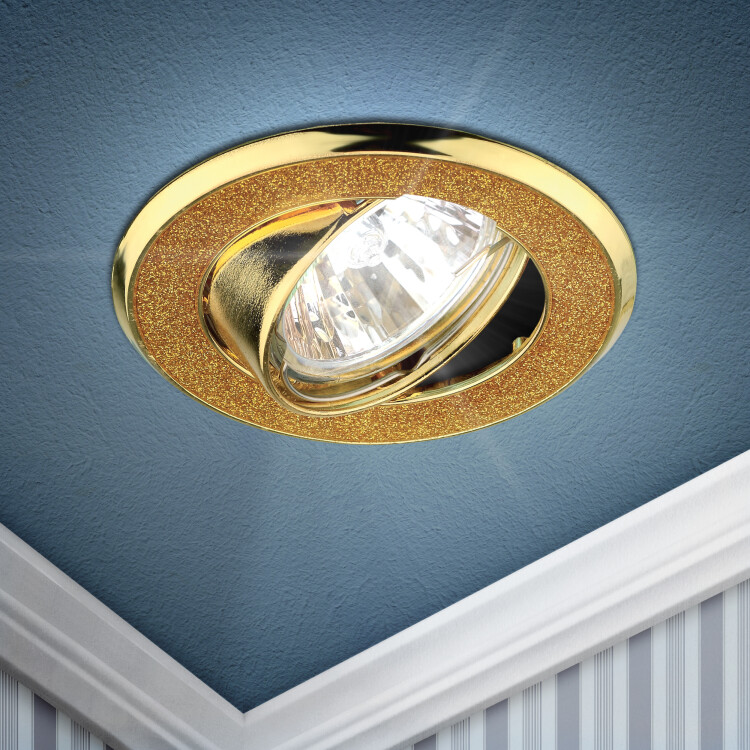 Светильник точечный встраиваемый под лампу DK18 50Вт MR16 золото/золот | C0043760 | ЭРА