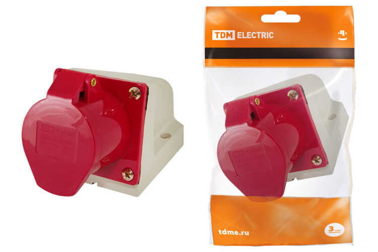 Розетка 124 стационарная 3Р+РЕ 32А 380В IP44 | SQ0602-0005 | TDM
