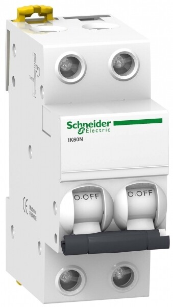 Выключатель автоматический двухполюсный iK60 16А C 6кА | A9K24216 | Schneider Electric