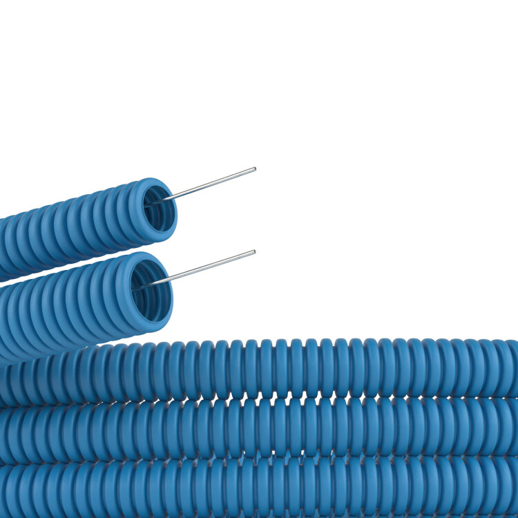 Труба гибкая гофрированная ППЛ 16мм с протяжкой тяжёлая (100м) синий | 11516 | DKC
