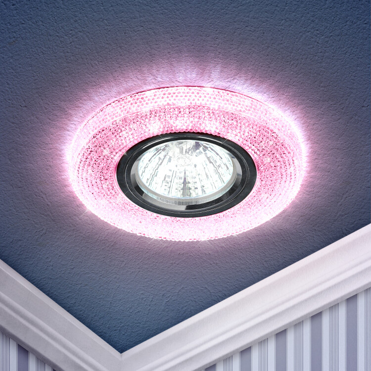 Светильник точечный встраиваемый DK LD1 MR16 3Вт GU5.3 розовый с подсветкой | Б0018776 | ЭРА
