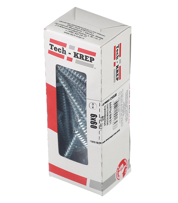 Болт DIN 571 сантехнический оцинк 6х60 (40 шт) - коробка с ок. Tech-Kr ( 0,432 кг) | 126548 | Tech-KREP