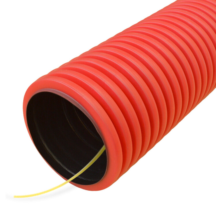 Труба гофрированная двустенная ПНД гибкая тип 450 (SN16) с/з красная д75 (50м/уп) (муфта, 2 кольца) | PR15.0164 | Промрукав