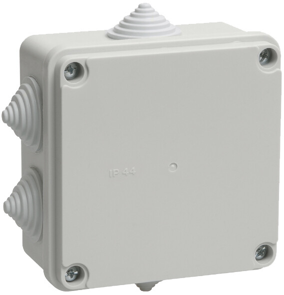 Коробка распределительная КМ41233 для о/п 100х100х50 мм IP44 (RAL7035, 6 гермовводов) | UKO11-100-100-050-K41-44 | IEK