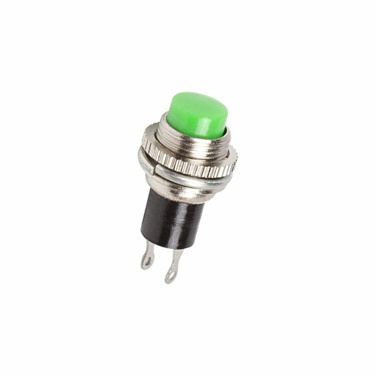 Выключатель-кнопка металл 220V 2А (2с) (ON)-OFF ?10.2 зеленая Mini | 36-3333 | REXANT