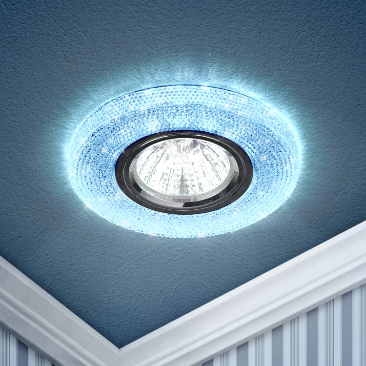 Светильник точечный встраиваемый DK LD1 MR16 3Вт GU5.3 голубой с подсветкой | Б0018774 | ЭРА