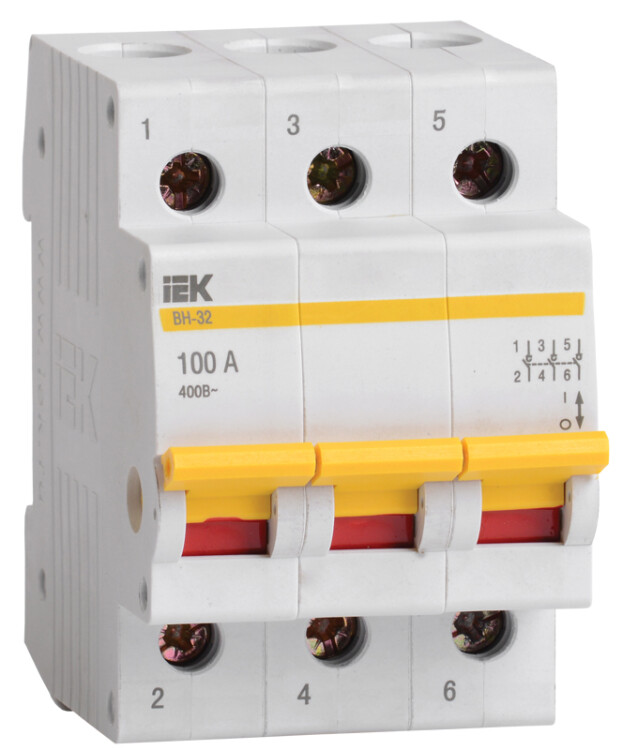 Выключатель нагрузки модульный (мини-рубильник) ВН-32 3Р 100А | MNV10-3-100 | IEK
