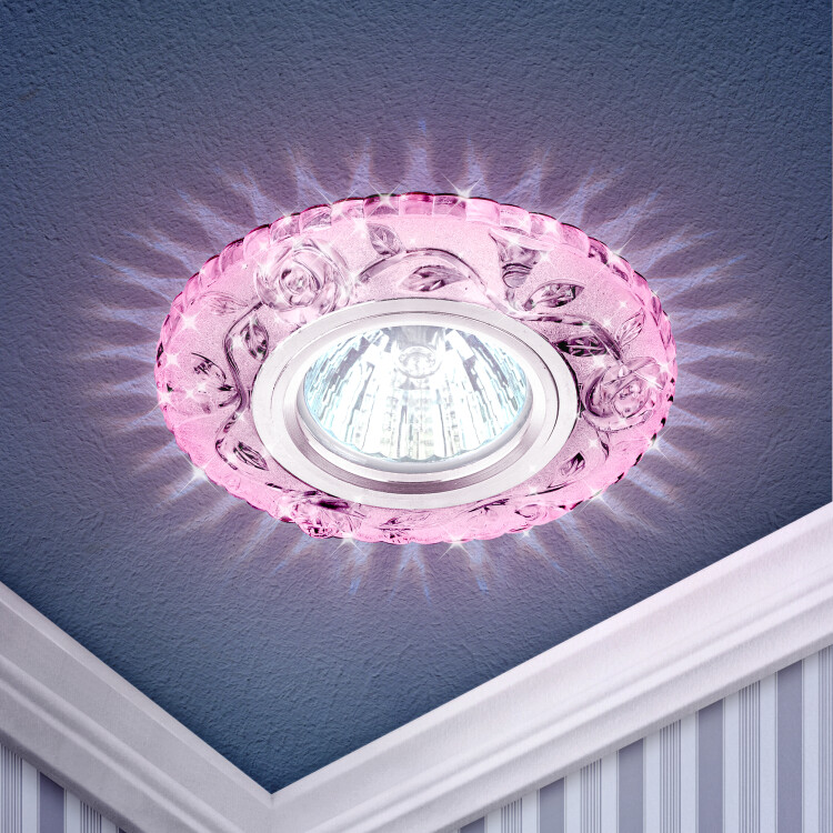 Светильник точечный встраиваемый под лампу DK LD16 MR16 50Вт GU5.3 розовый с подсветкой | Б0028084 | ЭРА