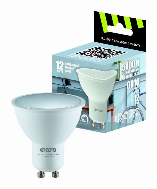 Лампа светодиодная FLL- GU10 12w 5000K 175/50 ФАZA | .5038776 | Jazzway