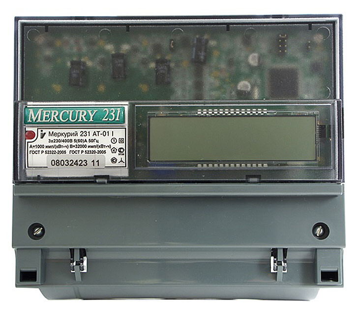 Счетчик Меркурий 231 AT-01I 5-60А/400В (мнтар.) ЖКИ (DIN)