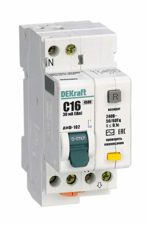 Выключатель дифференциальный (УЗО) ВД1-63 4п 16А 30мА тип AC | MDV10-4-016-030 | IEK