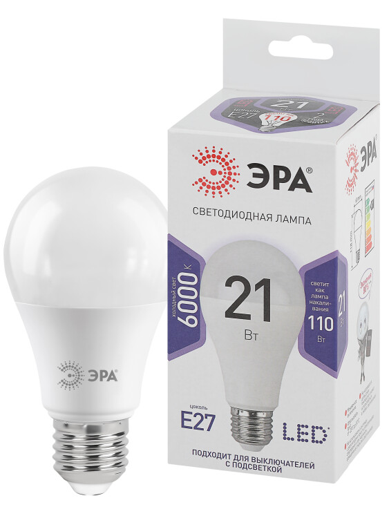 Лампа светодиодная LED 21Вт E27 6000К СТАНДАРТ груша | Б0035333 | ЭРА