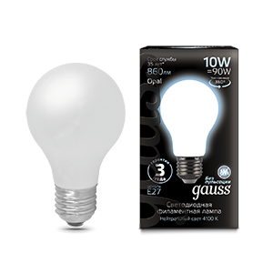 Лампа светодиодная Black LED Filament A60 OPAL E27 10W 860lm 4100К | 102202210 | Gauss