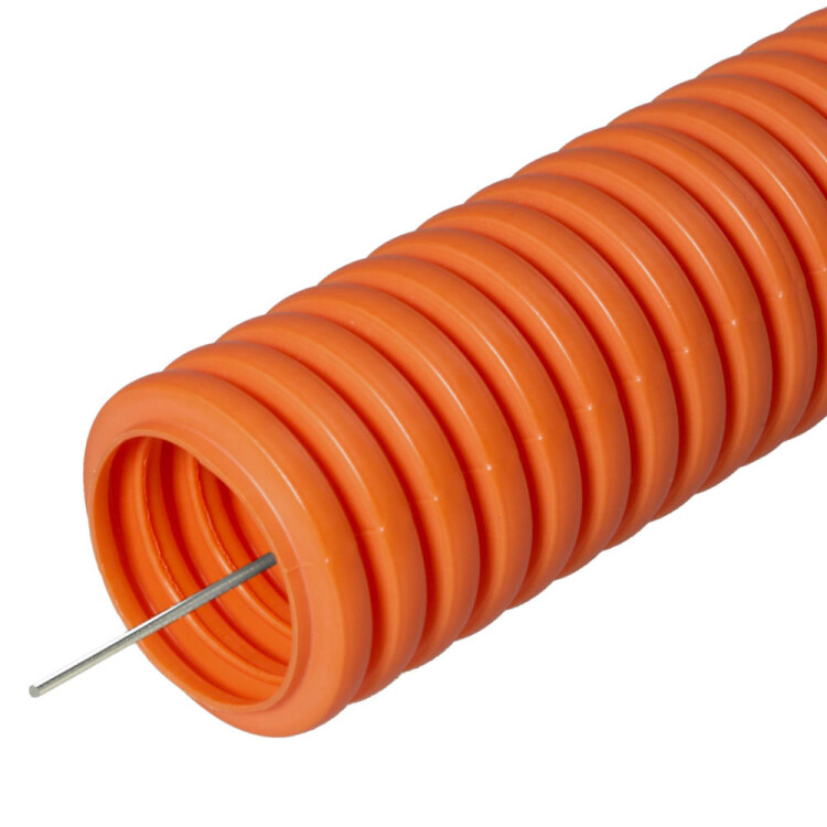 Труба гофрированная ПНД лёгкая 350 Н безгалогенная (HF) оранжевая с/з д20 (100м/4800м уп/пал) | PR.022061 | Промрукав