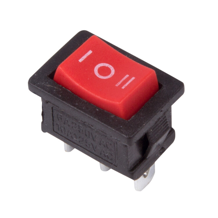 Выключатель клавишный 250V 6А (3с) ON-OFF-ON красный с нейтралью Mini | 36-2144 | REXANT