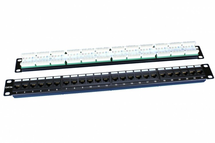 Патч-панель PP3-19-24-8P8C-C5E-110D 19", 1U, 24 порта RJ-45, категория 5e, Dual IDC, ROHS, цвет черный | 246095 | Hyperline