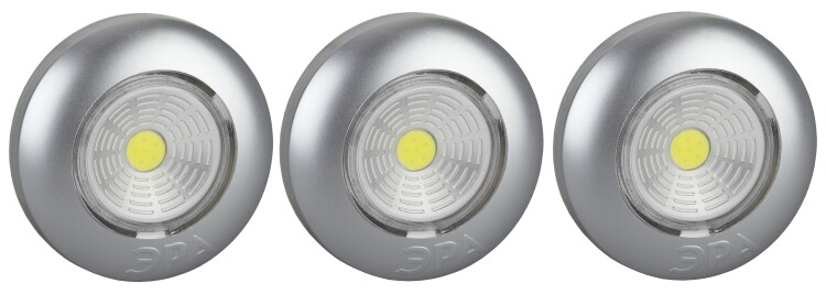 Светильник пушлайт (подсветка) 1хLED (COB) 3xAAA SB-504 Аврора серебристый (3 шт. в коробке) | Б0031043 | ЭРА