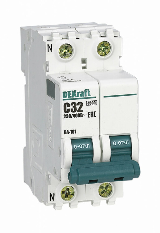 Выключатель автоматический двухполюсной ВА-103 2Р 32А характеристика C 6кА | 12292DEK | DEKraft