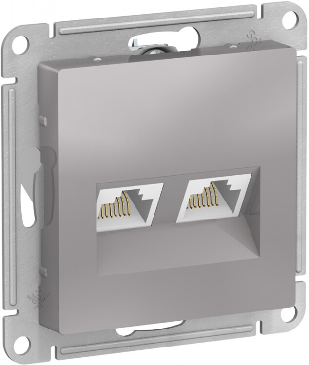 AtlasDesign Алюминий Розетка двойная компьютерная RJ45+RJ45, кат.5E, механизм | ATN000385 | SE