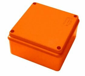 Коробка огнестойкая E60-E90,о/п 100х100х55,без галогена, 6 вых., IP55, 3P, (0,15-2,5мм2), цвет оранж JBS100| 43007HF | Ecoplast
