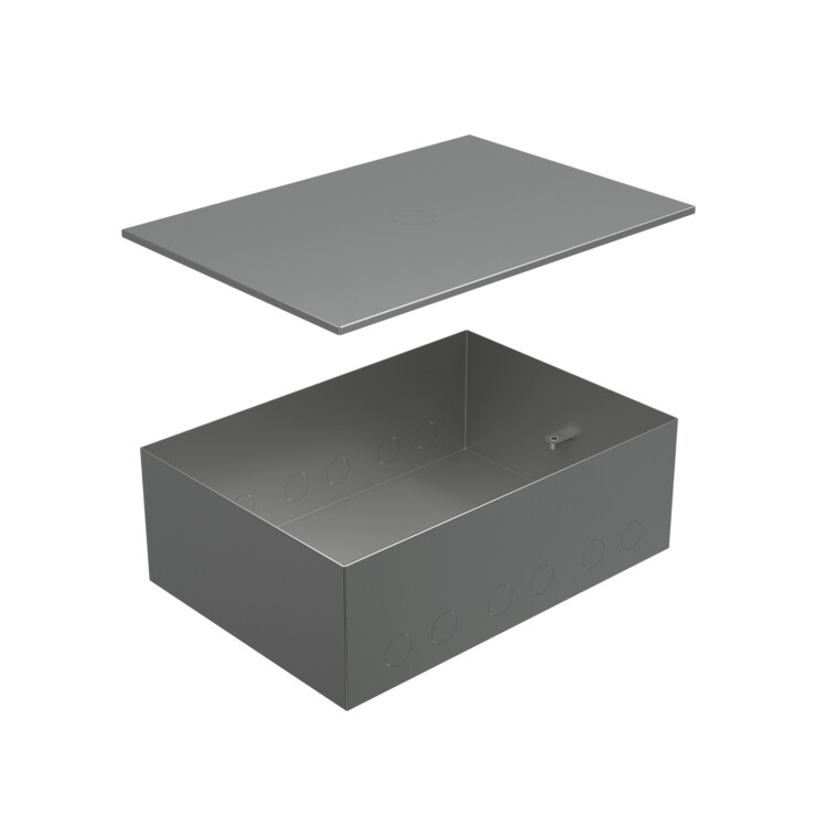 BOX/6-8 Металлическая коробка с крышкой для заливки в пол 249,6х167,6х75мм, для люков 70062, 70082 | 70161 | Ecoplast