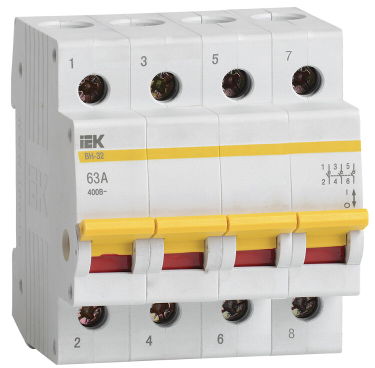 Выключатель нагрузки модульный (мини-рубильник) ВН-32 3Р 25А | MNV10-3-025 | IEK
